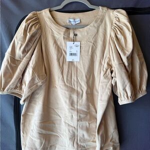 Gibson Latimer Beige Puff Sleeve Blouse